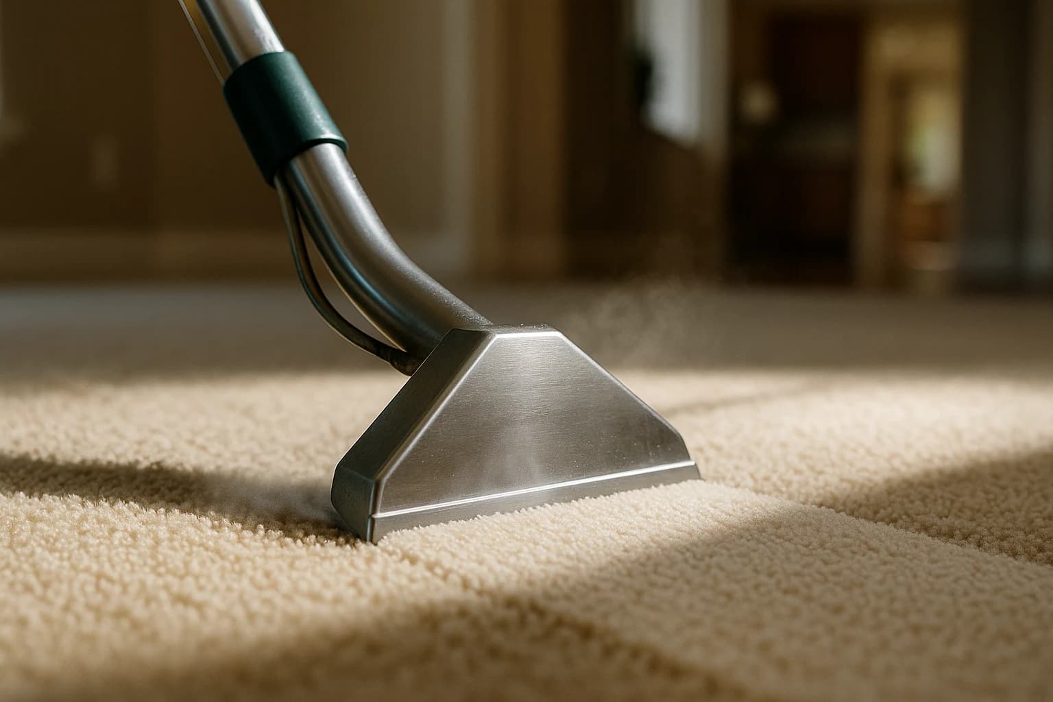 Professional carpet cleaning equipment in use